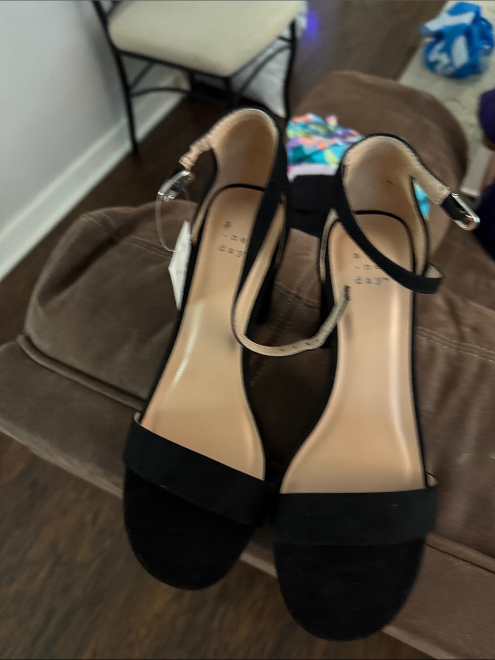 a new day Black Ankle-Strap Open-Toe Heels